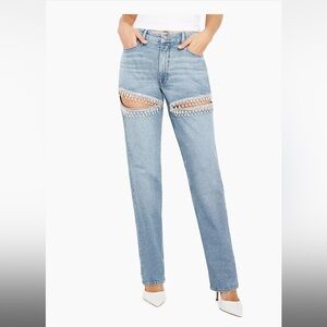 Good American “Icon” crystal cutout jeans, Size 4